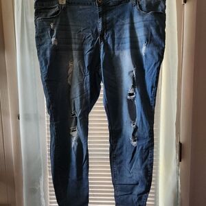 Women's Distressed Skinny Jeans - Blue
